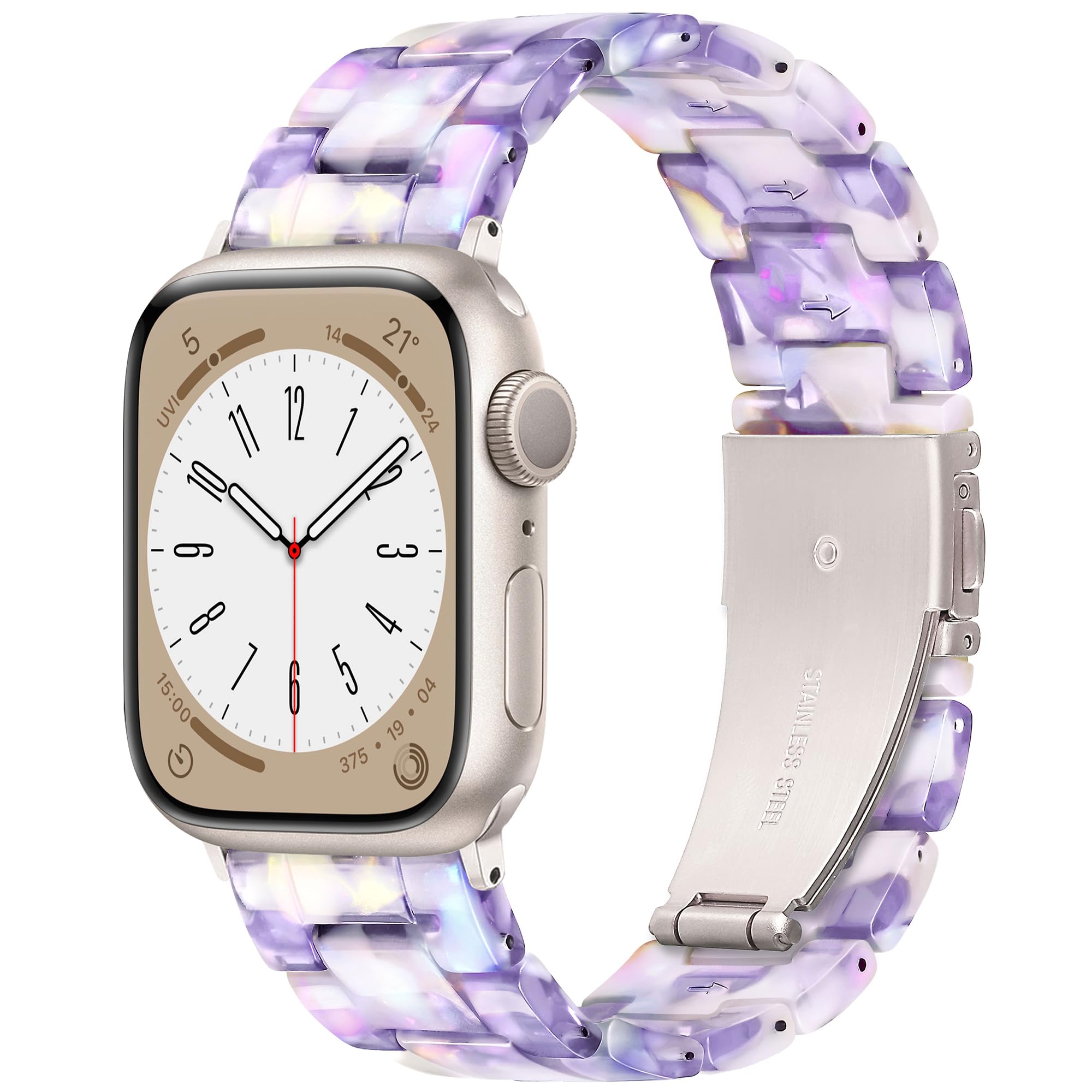 Vamyzji Compatible with Apple Watch Strap 42mm(Series 11 10) 41mm 40mm 38mm, Light Resin Waterproof Sport Purple iWatch Strap, Stainless Steel Clasp for Apple Watch Series 11 10 9 8 7 6 5 4 SE 3 2 1