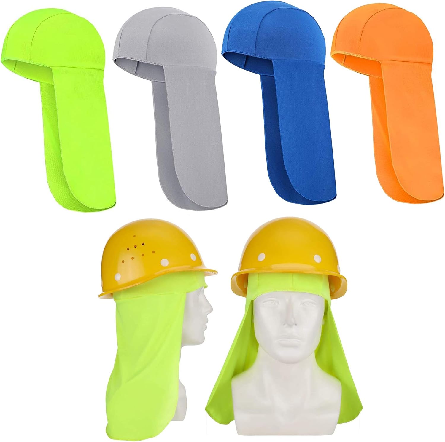 4 Pieces Cooling Skull Cap Elastic Resistant Hard Hat Cover Neck Fishing Riding - - 
