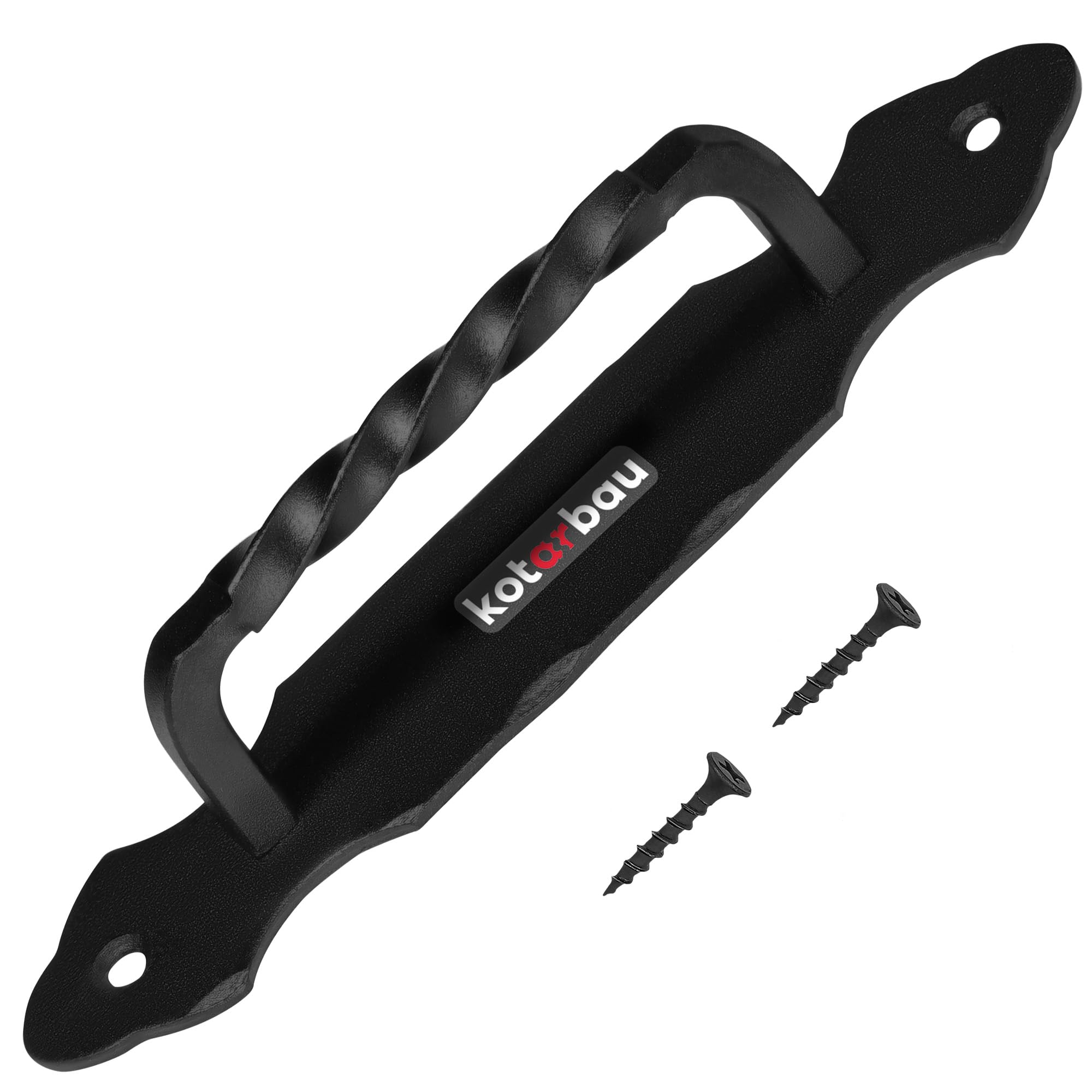 KOTARBAU - Door Handle 190 mm – Wrought Iron Hand Grip – Black Door Knob – Steel – Gate Handle – Door Hardware – Sliding Door