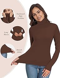 Womens Long Sleeve Turtleneck T-Shirts Mock Neck