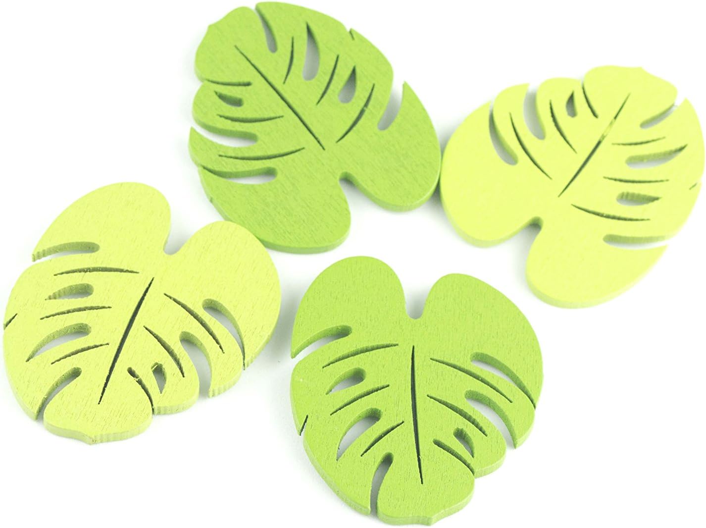 Leaf - jungle - trend 2018 - 4 pieces - wood decoration (size 2,1" x 1,7" cm) - ideal for decorating.