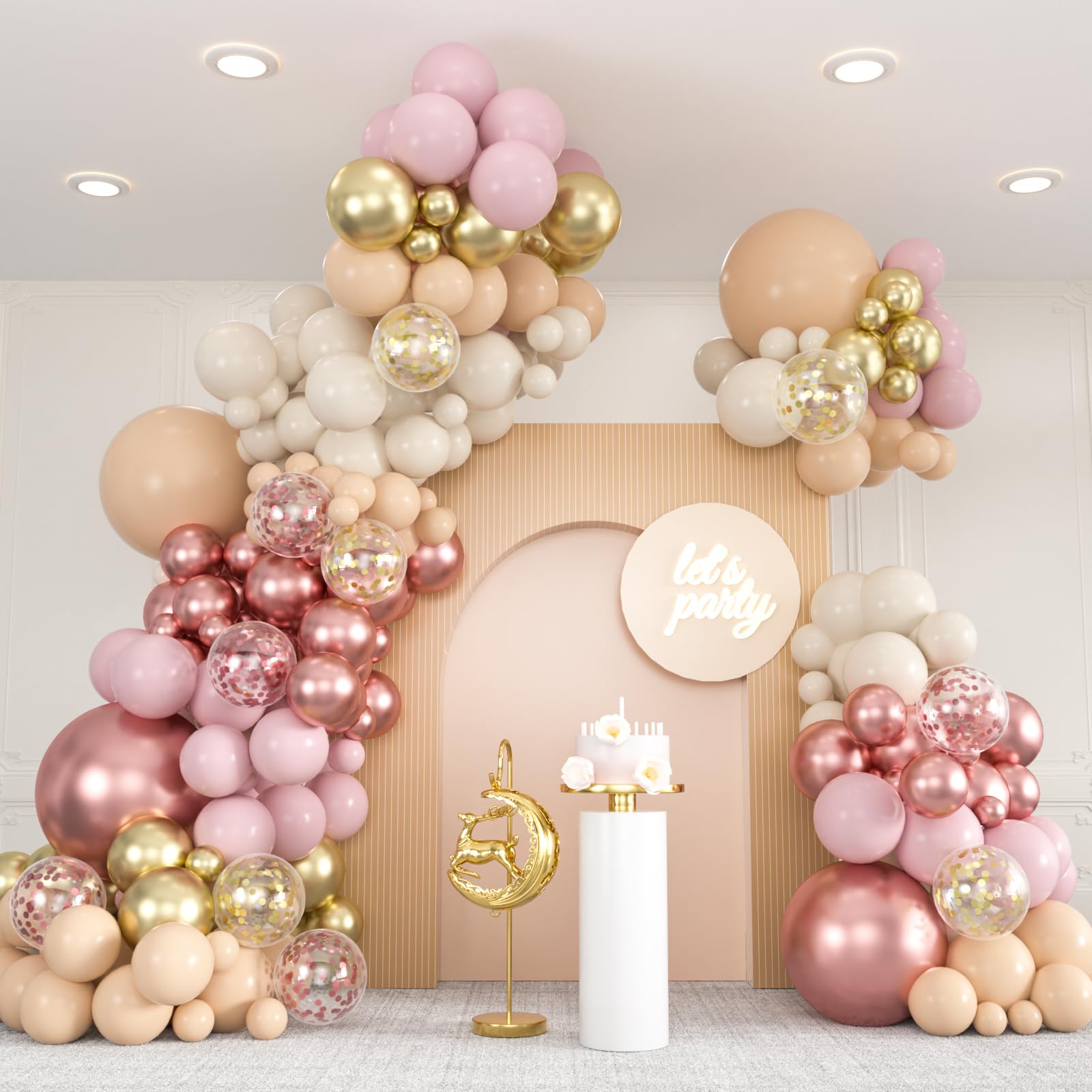 Photo 1 of 136pcs Rose Gold Balloon Garland Arch Kit, 18 12 10 5 inch Blush Pink and Rose Gold confetti Balloons for Wedding, Bridal Baby Shower, Princess Birthday Party Decorations