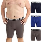 INNERSY Men's Big and Tall Underwear 8.5" Inseam Long Leg Cotton Moisture Wicking Boxer Briefs 3-Pack