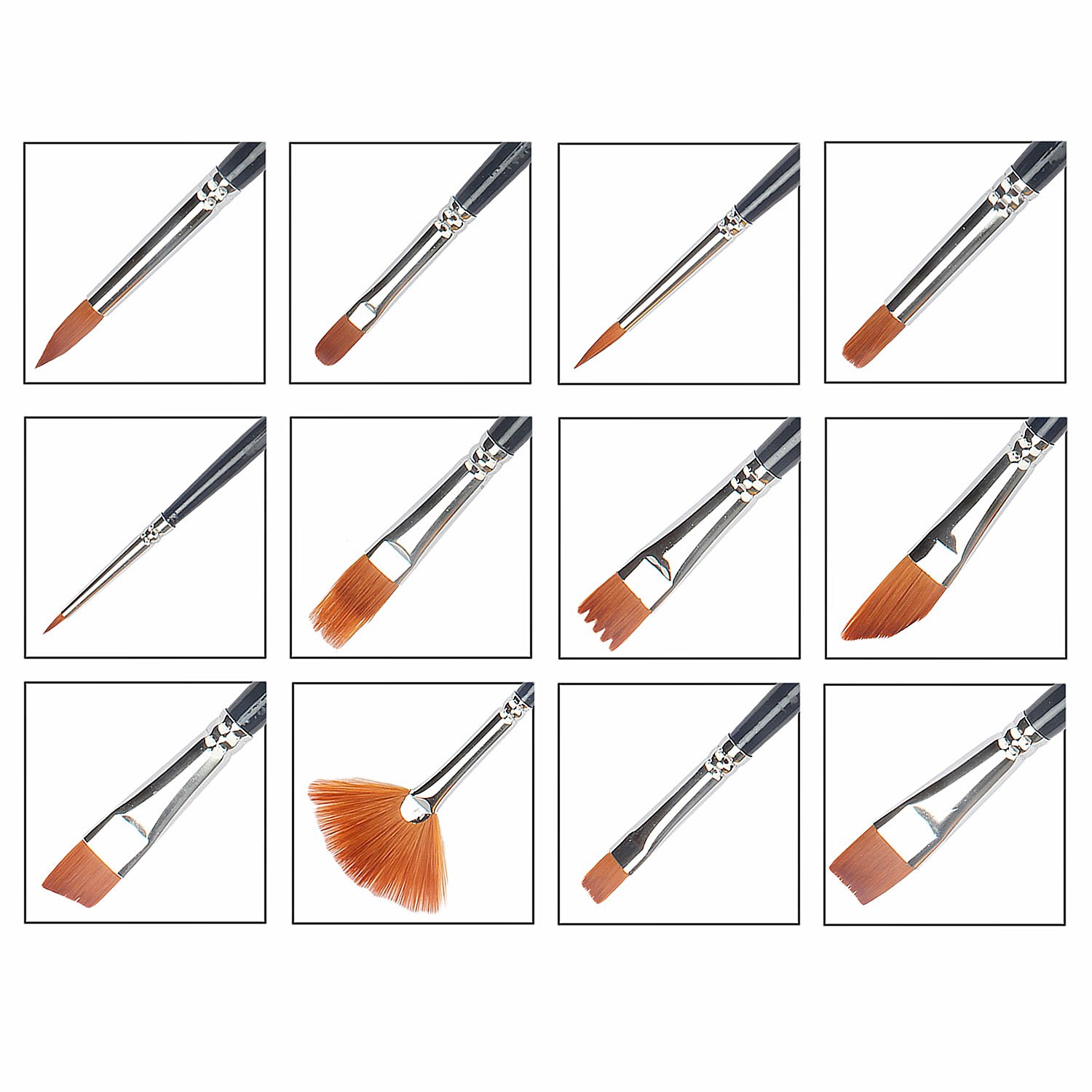 Paint Brush Set, Morkia 12pcs Round Pointed Tip Nylon Hair Artist Acrylic Brushes and 2pcs Paint Tray Palettes for Watercolor Acrylics, Oil Painting Supply