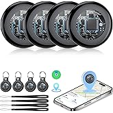 Tukio Air Tracker Tags-4 Pack (iOS Only), [Apple MFi Certified] Key Finder | Replaceable Battery Bluetooth Tracker Compatible