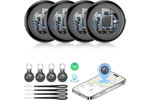 2026 Upgrade [Apple MFi Certified] (iOS Only) Tracker Tags-4 Pack, Tukio Bluetooth Tracker for Apple Find My, Replaceable Bat