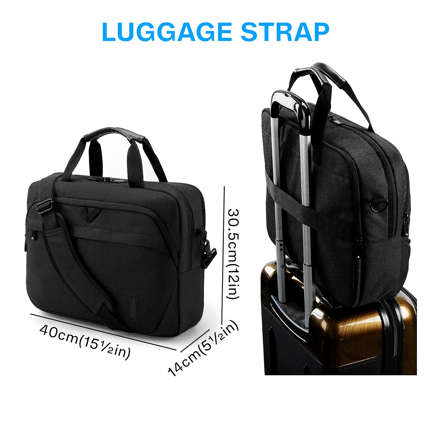 BAGSMART Laptop Bag, 15.6 Inch Briefcase Men, Lockable Computer Bag Work Bag, Water-Repellent Shoulder Messenger Bag Travel Office Business, Black