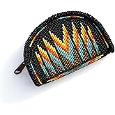 Beaded Coin Purse, Change Purse For Women, Zippered Change Pouch Wallet, Small Leather Pouch, designer key pouch (Black multi)