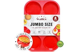 Walfos Premium Silicone Muffin Top Pan, Non-Stick Muffin Top Baking Pan, Prefect for Baking Cake, Corn Bread, Muffin Top and 