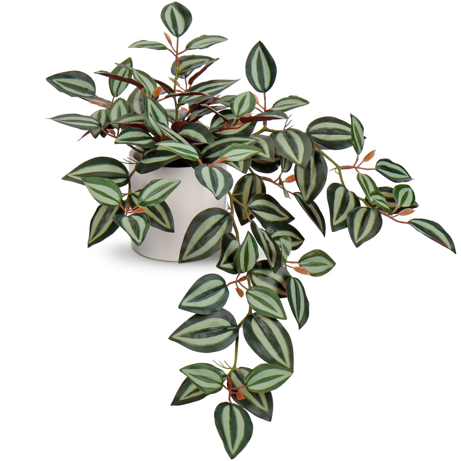 Oairse Artificial Plants in Ceramic Pots Realistic Fake Trailing Plants String of Plants Fake Potted Plants Tradescantia Zebrina for Indoor Outdoor Home Office Bathroom Kitchen Desk Decoration