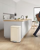 SONGMICS 50 L Kitchen Bin Pedal Soft Close Steel Inner Bucket Sand Beige view 2