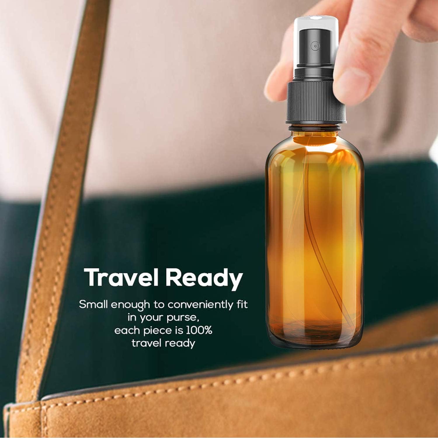 Nylea Small Glass Spray Bottles for Oil, Hair, Plants Water 2 oz | Empty Fine Mist and Refillable Mister Amber Mini Travel Size Bottle for Cleaning Solutions, Essential Oil Sprayer and Nozzle - 2 Pack