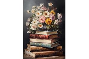 Gamteldot Book and Flower Stamped Cross Stitch Kits,11CT Cross Stitch Kits for Beginners,DIY Needlepoint Kits for Adults,Embroidery Patterns Art Crafts Kits for Home Decor and Gift