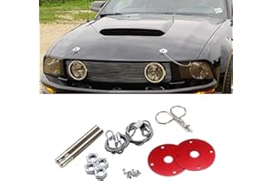 MLAHUIER Hood Pins Kit for Car - Hood Latch Kit with Racing Lanyard, Stainless Hood Pin Lock Clip for Fixing Car Hood and Reduce Wobble, Universal Car Mods Exterior Accessories Fits Most Car Truck SUV(Red)