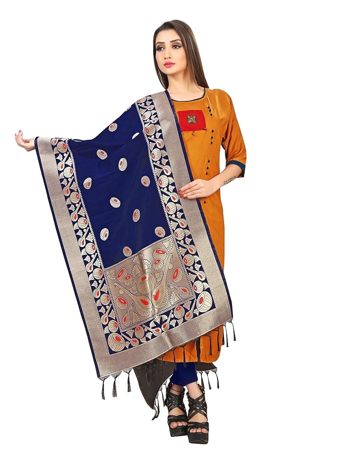 priyanshi fashion art silk zari woven dupatta/stole