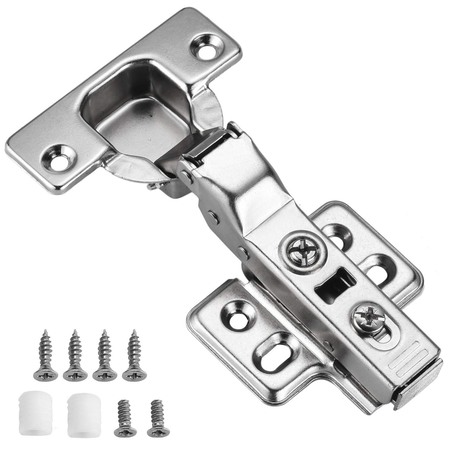 Photo 1 of Kimdot Half Overlay 35mm Cup European Hidden Hinge Clip-on Plate for Easy Installation Kitchen,Bathroom Heavy-Duty Frameless Soft Close Hinge Four Hole Mounting Plate Hinges 20PCS