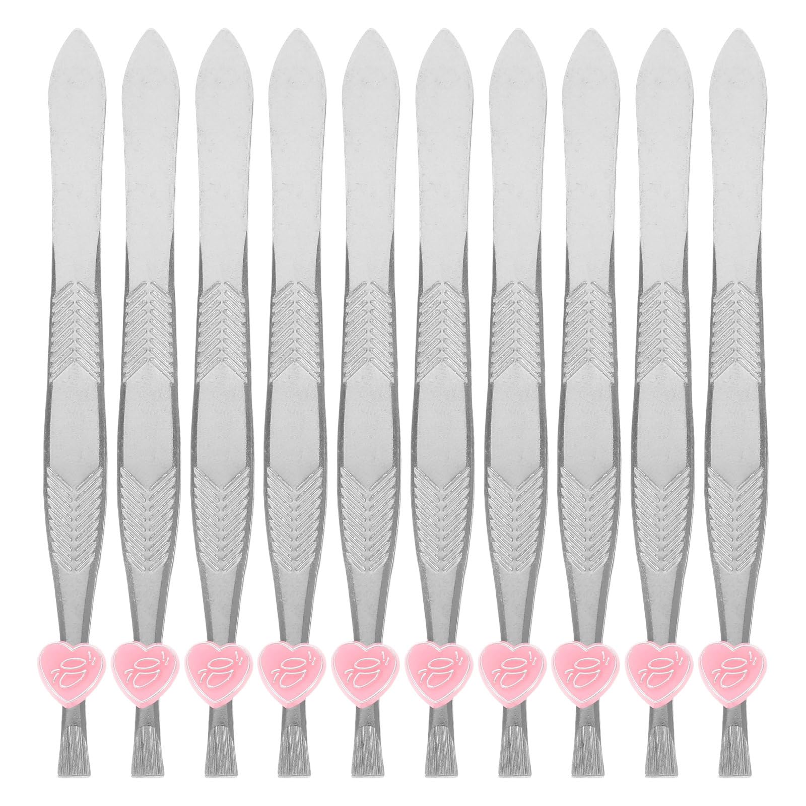 Lurrose 24pcs Flat Tip Tweezers Bulk Silver Stainless Steel Eyebrow Tweezer Hair Plucker for Eyebrow Shaping, False Eyelash Application, and Fine Hair Removal