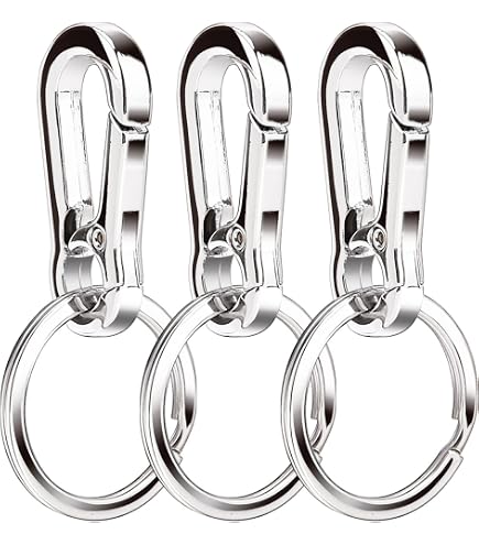 QISVVE Stainless Steel Carabiner Keychain Clips - 5 Pack, 1.77 Inch - Strong Key Ring Organizers