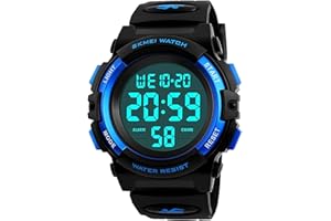 cofuo Kids Digital Sports Watch for Boys Girls, Boy Waterproof Casual Electronic Analog Quartz 7 Colorful Led Watches with Alarm Stopwatch Silicone Band Luminous Wristatches