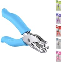 Single Hole Punch Metal Blue, 1/4” Hole Puncher with Soft Grip Handles for Paper and Crafts Round Circle Shape, for Kids…