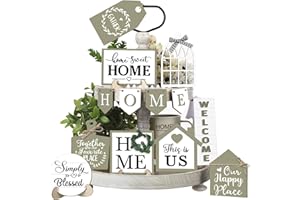 Purpeak 13 Farmhouse Tiered Tray Decor Set Sweet Home Tiered Tray Decorations Home Rustic Wooden Signs Decorative Farmhouse Kitchen Table Decor for Dining Room Country Summer Shelf Centerpiece Gift