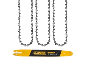 RazEdg 16 Inch Chainsaw Bar and Chain Combo, 3/8" LP Pitch, 043" Gauge, 55 Drive Links, Fits Stihl MS170, MS171, MS180c and More (1 Bar + 3 Chains)
