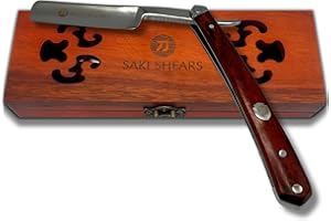 Saki Shears Professional Straight Razor for Men - Barber Shaving Razor - Stainless Steel, Wood Handle and Display Box (Hagane)