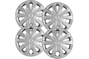 Hubcaps.com - Premium Quality 15" Silver Hubcaps/Wheel Covers fits 2012-2019 Nissan Versa, Heavy Duty Construction (Set of 4)