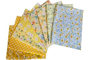 NEWAMISHQUILT 18" x 22" Fat Quarters Quilting Cotton Fabric Bundles for Sewing, 8 PCS Yellow Floral
