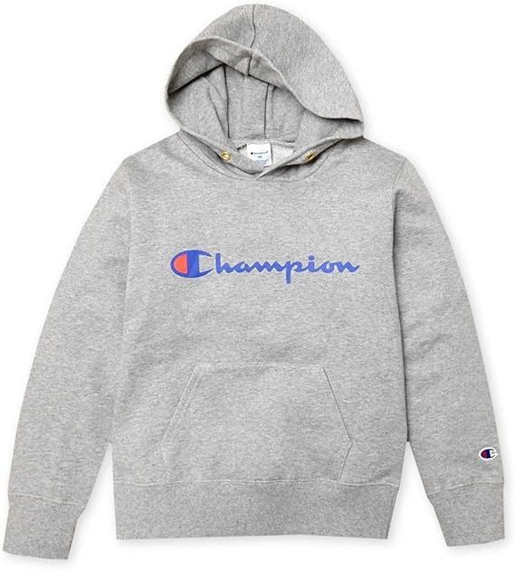 Amazon 男児 ジュニア Champion チャンピオン 裏毛 長袖 プルパーカー ロゴプリント 刺繍 カンガルーポケット 子供服 男の子 140cm 150cm 160cm A 17a Gy メール便対応 トレーナー パーカー 通販
