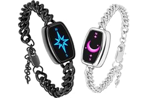 PNMNBW Long Distance Touch Bracelets for Couples, Vibration & Light up | Long Distance Couples Bracelets Relationship Gifts for Girlfriend Bluetooth Pairing Jewelry Xmas Gifts