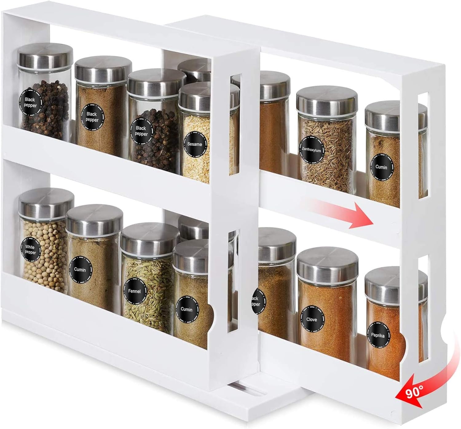 Upgraded Rotating Spice Racks, Free Standing Spice Jar Rack Rotating