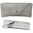 LogHog Portable Leather Glasses Case,Flexible Sunglasses Pouch Slim Case for Women Men Horizontal Eyeglass Case