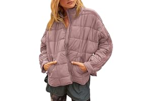 GeGekoko Women's Lightweight Oversized Long Sleeve Zip Water Resistant Packable Puffer Jacket Warm Short Winter Coat