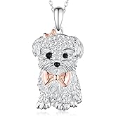 Peireara Maltese Dog Necklace for Women 925 Sterling Silver Maltese Pendant Necklaces Maltese Jewelry Gifts for Women