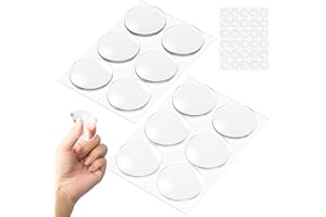 BukSuk 12 Pieces Door Stoppers for Wall, 2'' Clear Door Knob Wall Protector, Stops with Cabinet, Washable & Reusable Protectors, Self Adhesive (12 Pcs)