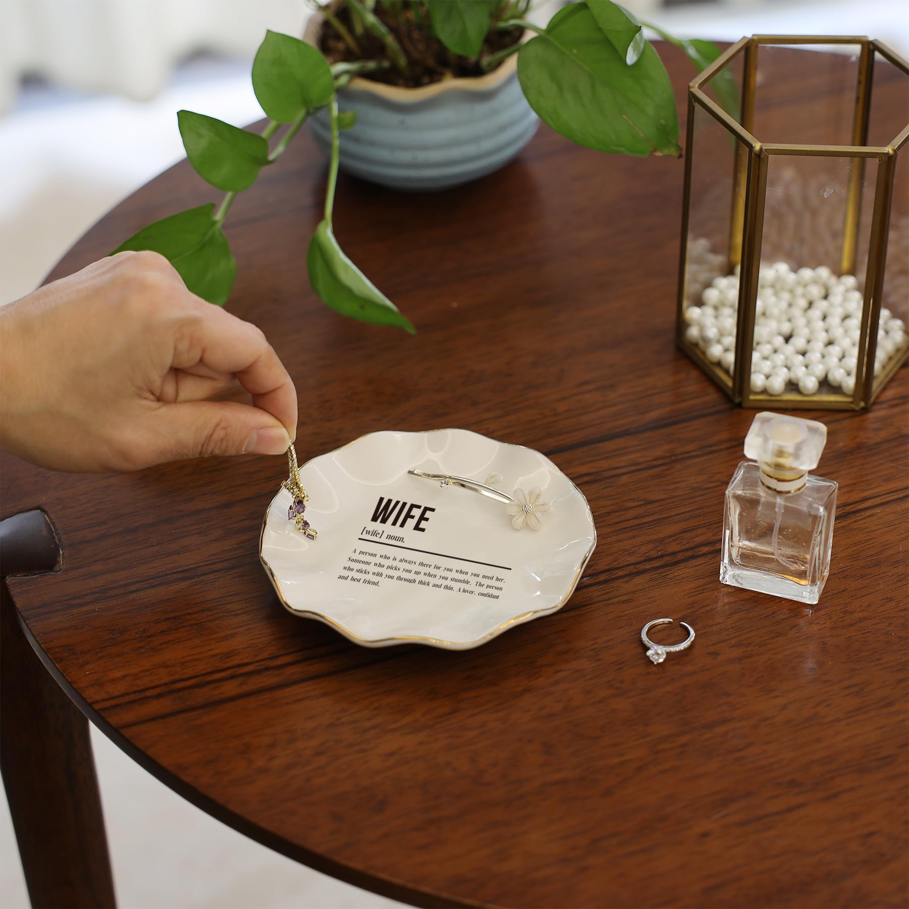HOME SMILE Valentine's Day Romantic Anniversary for Wife Ring Dish Jewelry Tray-Mother's Day Birthday Gifts for Wife From Husband Unique