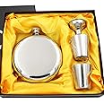 CNFLASK 5oz/150ml Mirror Finish Round Hip Flask Gift Set 304 Stainless Steel Liquid Container