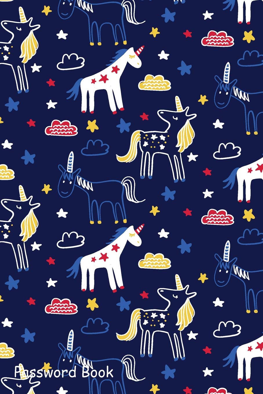 Password Book: Include Alphabetical Index With Cute Unicorn Cartoon