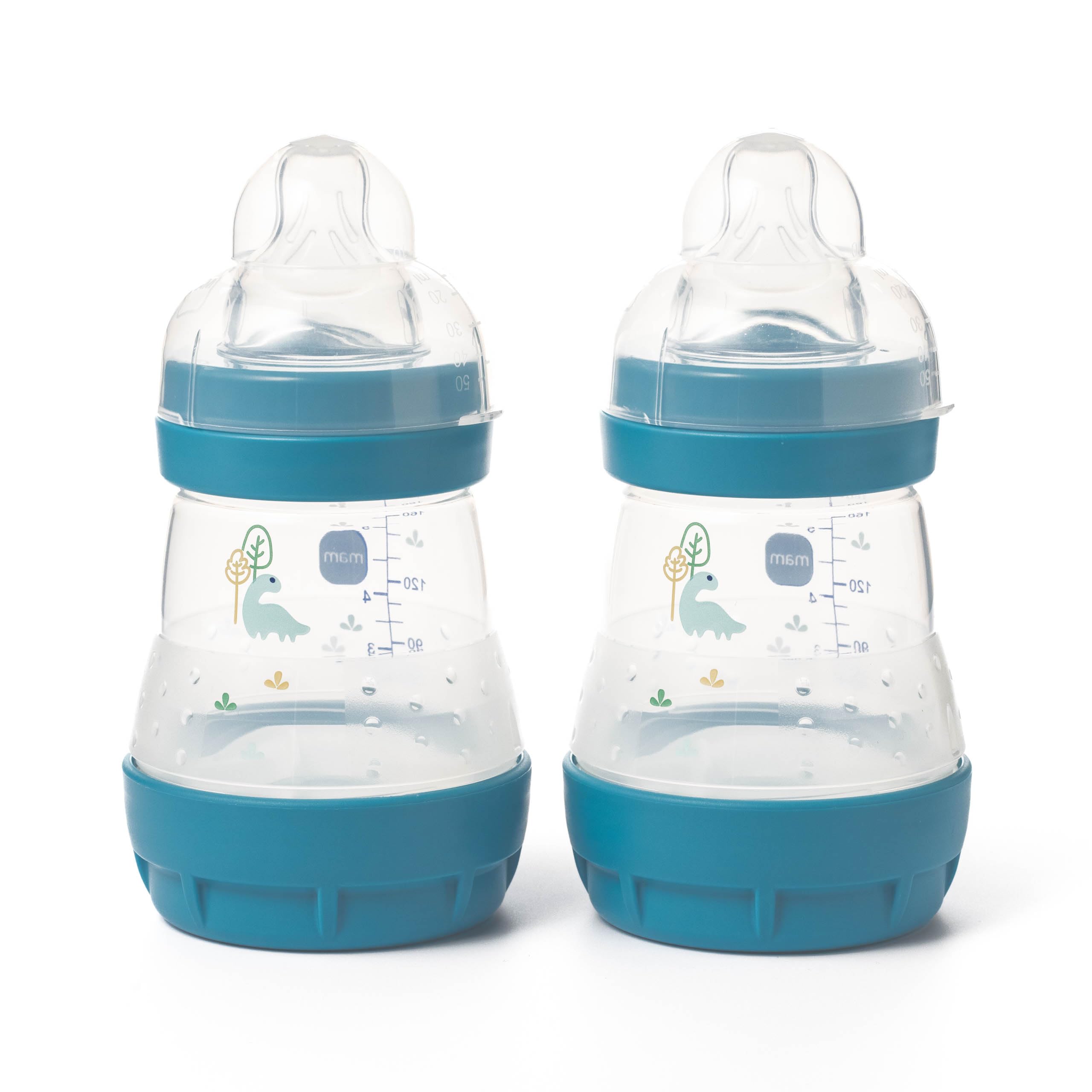 MAM Easy Start Anti-Colic Baby Bottles | 3 Pack (3 x 160ml) | Self-Sterilising Baby Milk Bottle | Slow Flow MAM Teats Size 1 | Newborn Essentials | Green Tea (Various Designs)