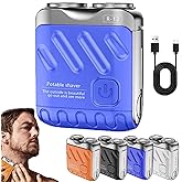 Portable Rotary Dual Ring Electric Shaver, 2025 New Electric Razor for Men, Rechargeable Portable Mini Shavers Razor with Ipx7 Waterproof Wet/Dry (Blue)