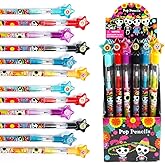 TINYMILLS 24 Pcs Day of the Dead Halloween Multi Point Stackable Pencil with Eraser for Halloween Party Favor Prize Carnival Goodie Bag Stuffers Pinata Fillers