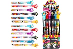 TINYMILLS 24 Pcs Day of the Dead Halloween Multi Point Stackable Pencil with Eraser for Halloween Party Favor Prize Carnival Goodie Bag Stuffers Pinata Fillers