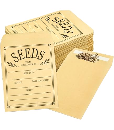 Lot De 500 Enveloppes En Kraft Refermables Pour Semences De Légumes, 8 X 12 Cm, Enveloppes De Legumes 8 X 12 Cm Enveloppes De Rangement Avec Modeles De Collection Preimprimes Pour Semences De Legumes Jaune