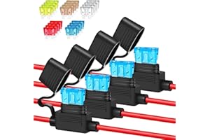 ANYONGORA 4 Pack 14AWG Inline Fuse Holder, Waterproof Fuse Holder with 20 Pcs (7.5A/10A/15A/20A/25A) Standard Car Fuses, Kit with 20 ATC/ATO Blade Fuses, Upgraded in Line Fuses Holders 12v for Marine Auto