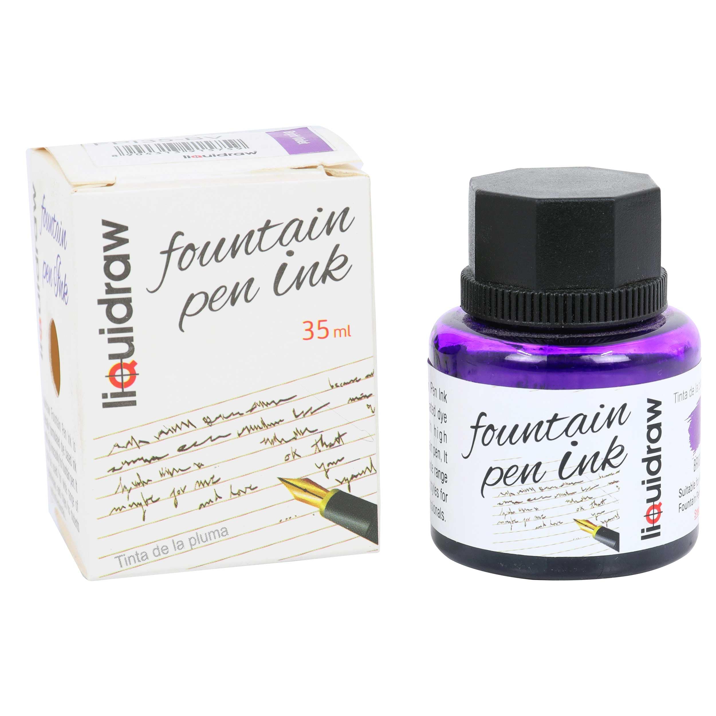 Liquidraw Fountain Pen Ink Bottles 10 Assorted Colours 35ml Inks Suitable for Calligraphy Ink Selection Available Black, Blue, Red, Green, Brown, Violet Purple, Yellow Etc ()