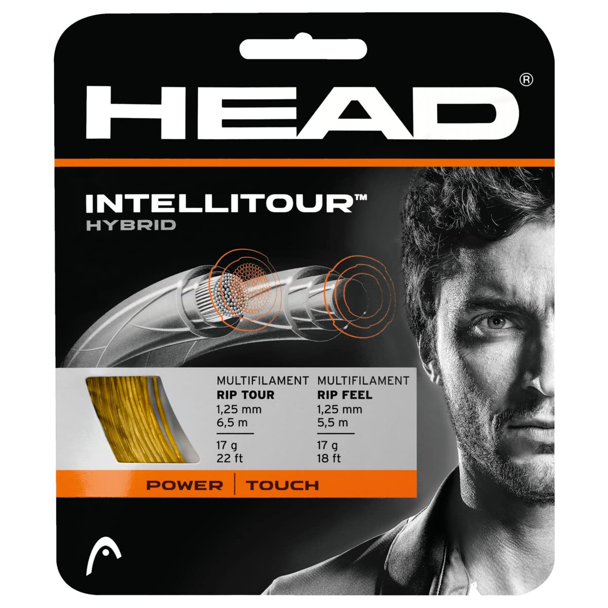 HEAD Unisex's Set Intellitour 03/04 Racquet String-Multi-Colour/NT, Size 17