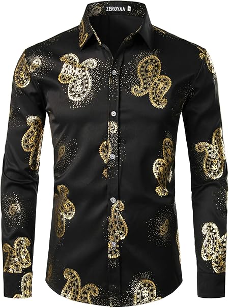 gold slim fit dress shirt