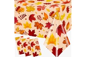 CMUSKO 3 Pack Fall Tablecloths, Fall Leaves Party Decorations Thanksgiving Disposable Tablecloth, Maple Leaf Plastic Table Covers for Autumn Harvest Holiday Thanksgiving Party Supplies