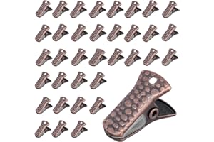 YUCHIYA 35 Pack Mini Metal Alligator Clips for Crafts Non-Slip Silicone-Coated Retro DIY Badge Small Spring Clips (Copper)
